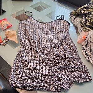 Bobbie Brooks Navy and White Geometric Print Romper